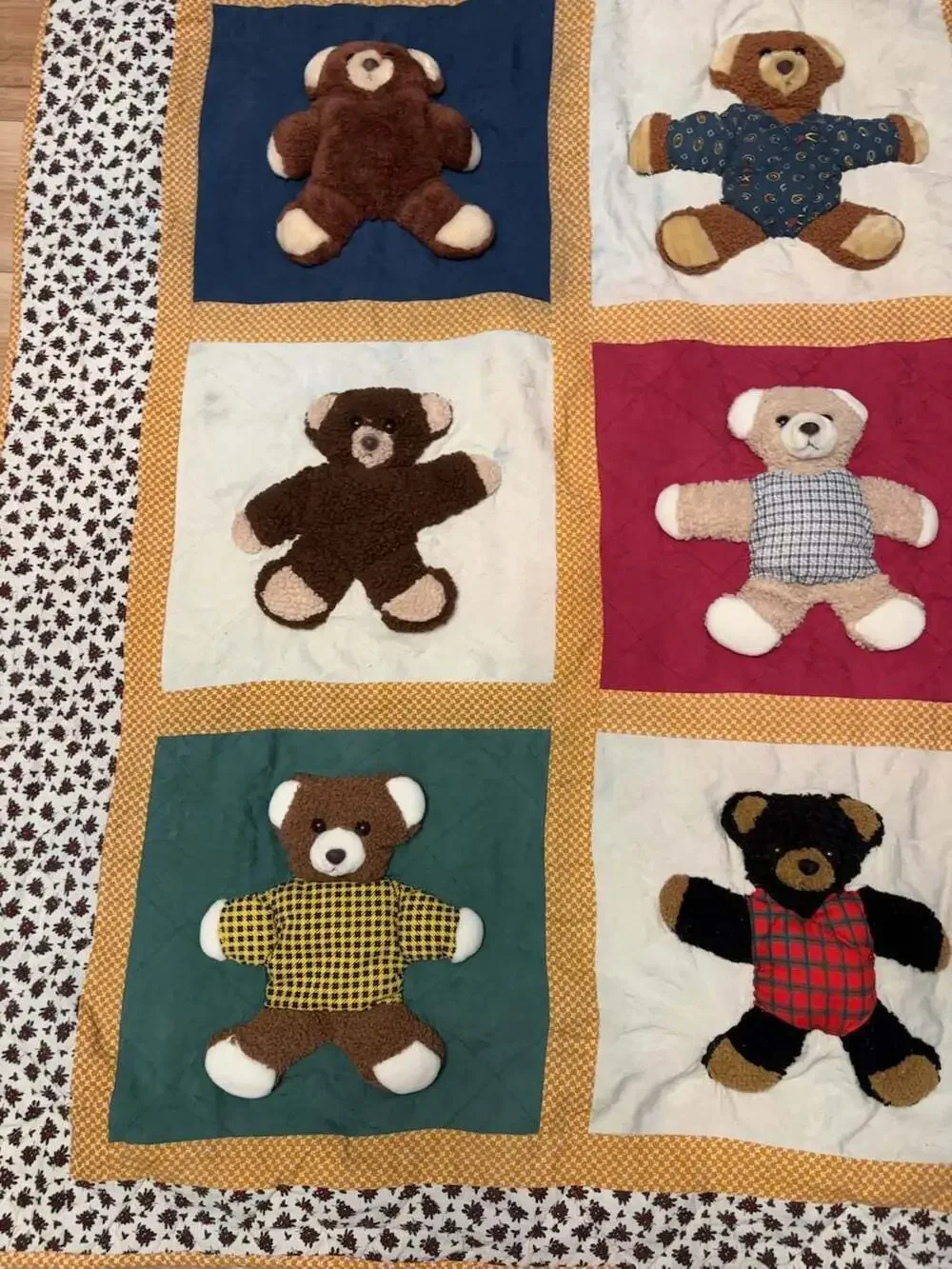 3D Teddy Bear Quilt Crib Blanket Play Mat Wall Hanging 53 x 46